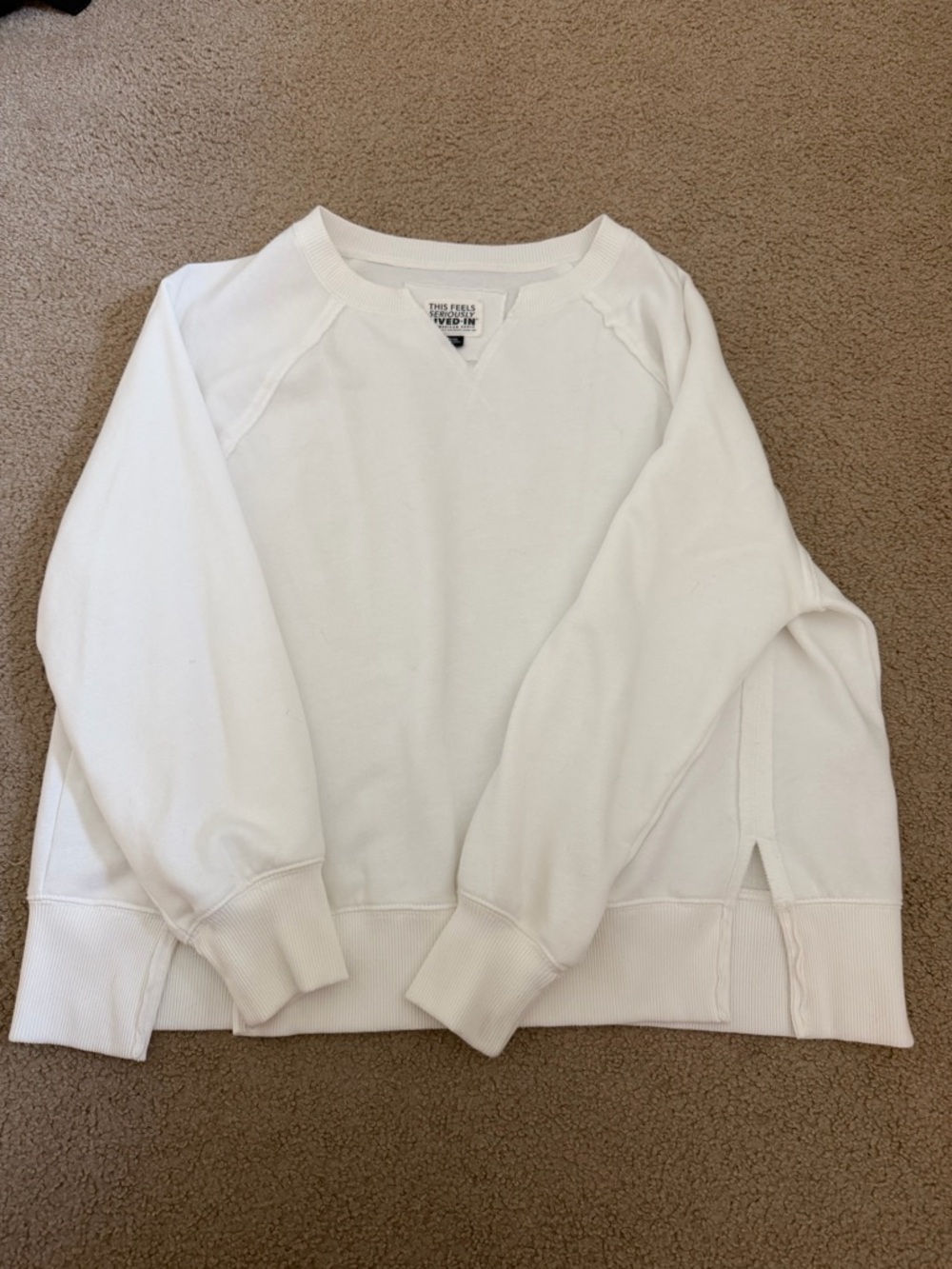 American Eagle Outfitters White Crewneck Pullover Sweater